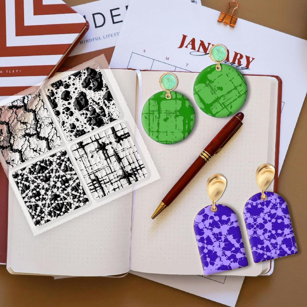 CHGCRAFT Marble Silicone Clay Texture Mat - Square Silicone Texture Stamps for DIY Clay Jewelry & Decorative Card Making