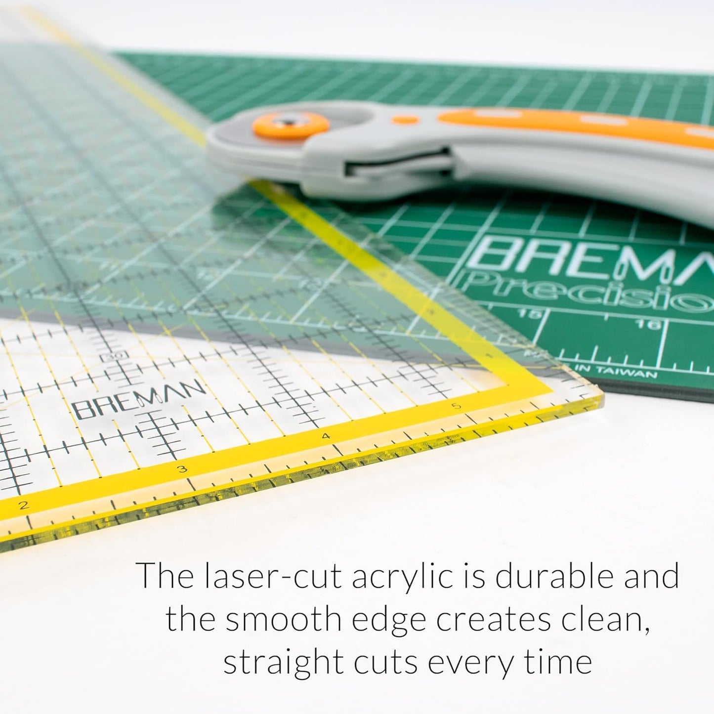 Breman Precision Quilting Rulers – 6x18 Inch Clear Acrylic Rulers for Quilting and Sewing – Laser-Cut Edge, Easy-Read Grid Lines, Angled Markers – Fabric Guide for Left & Right-Handed Users