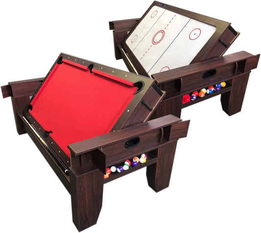 7ft Pool Table Air Hockey 2 in 1 Pool Table Red Felt - Billardhockey