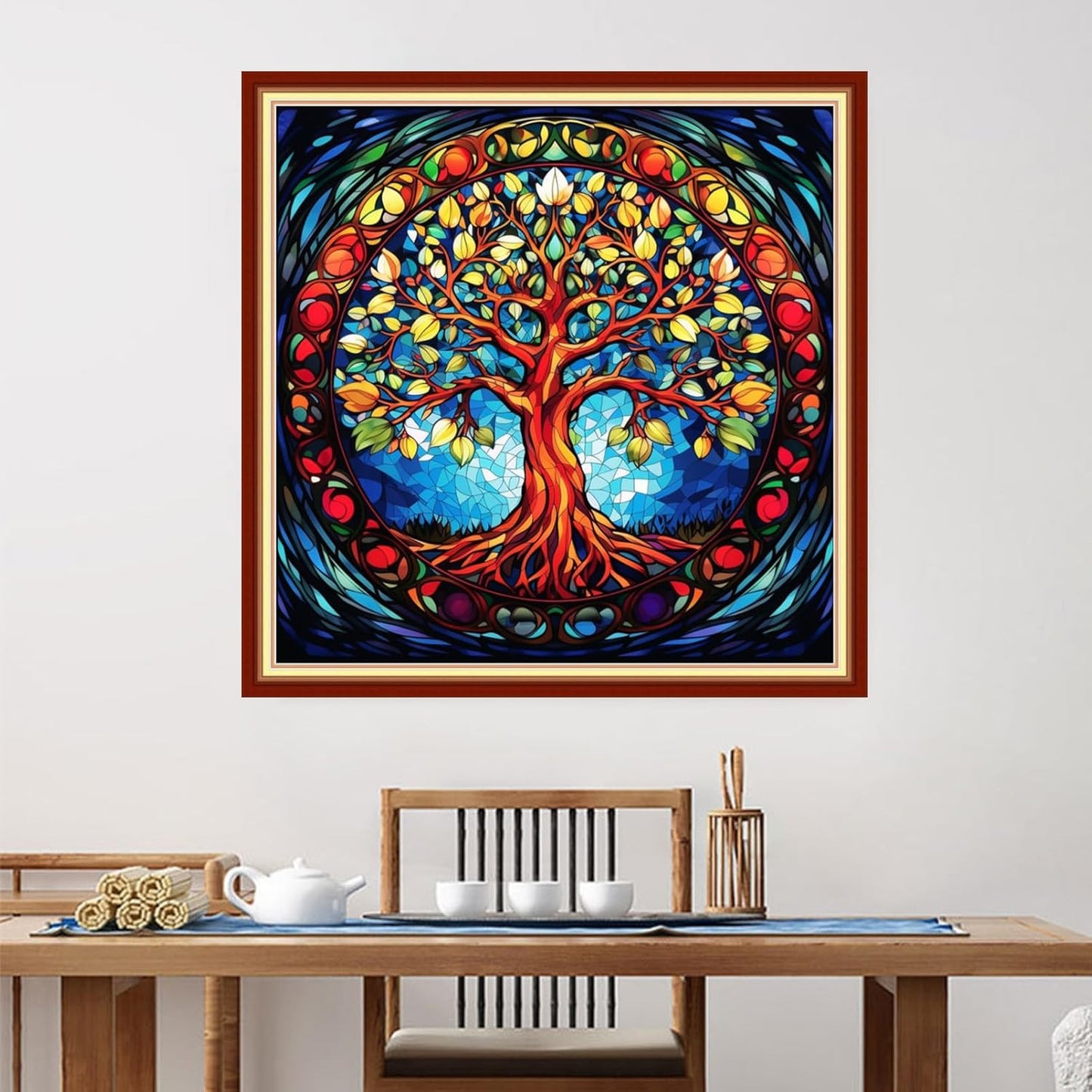 Foxdiviy Stamped Cross Stitch Kits for Beginners Full Range of Cross Stitching 11 CT Printed Cross Stitch Kits for Kids Adults Cross Stitch Patterns Needlepoint Kits-Magic Tree 18x18 inch