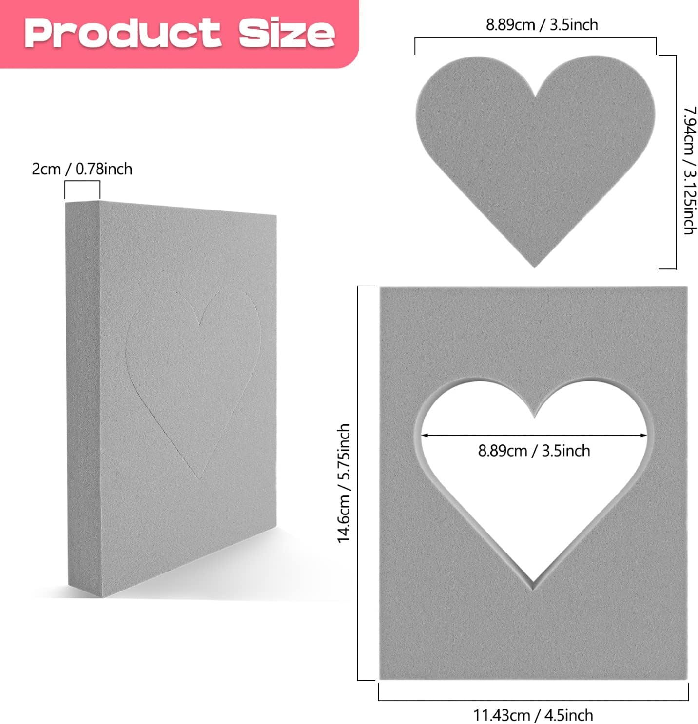 BAOFALI 15 Pcs Large Stamping Foam Grey Moldable Heart Foam Stamps Plastic Dry Foam Stamp Pad Cut and Dry Foam Stamping Foam Block for Sculpture, Modeling, DIY Arts and Handicrafts Projects