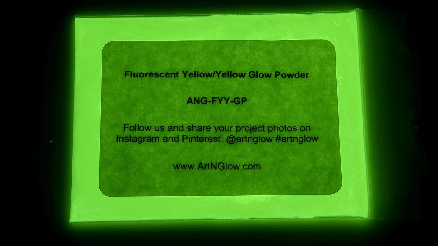 Glow in The Dark Pigment Powder - Neutral and Fluorescent Color for Art Painting, Fine Art, Nail Art Paint, and DIY Crafts - Long Lasting, 10+ Color Options - Fluorescent Yellow - 120 Grams