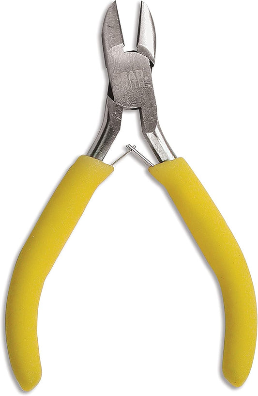 The Beadsmith Color-ID Side Cutter – 5 inches (127mm) – Yellow Comfort Grip Handle – Polished Steel Head and Double-Leaf Spring - Tool for Jewelry Making