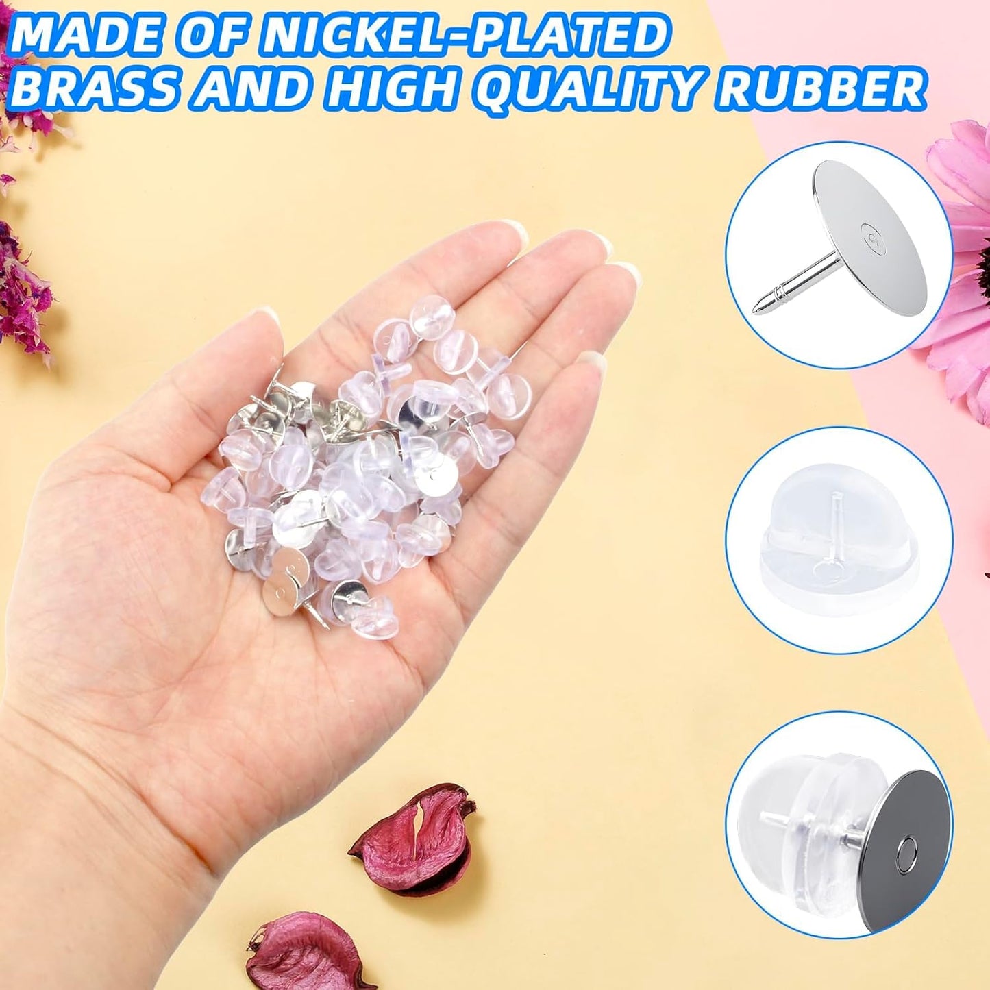 50 Pairs Rubber Butterfly Clutch Backs – Blank Pin Backings Replacement, Tie Tacks Keepers Replacement with Lapel Enamel Pins, Tie Tacks Blank Pins Enamel Pins, Brooches & DIY Craft Making