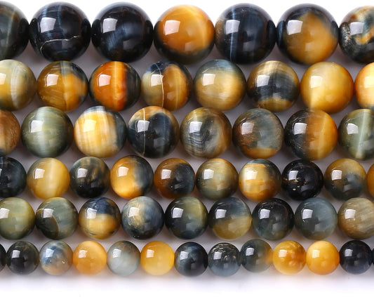 AAAAA Tiger Eye Beads for Jewelry Making - 6mm, 60pcs Natural Stone Semi-Precious Round Smooth Gemstones Loose Spacer Beads