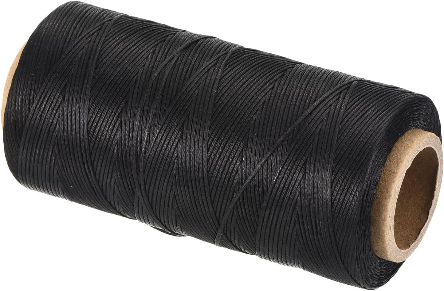 MECCANIXITY Waxed Thread,284 Yard 0.8mm 150D Flat Wax Thread Polyester Waxed String for Leather Sewing Hand Weaving Book Binding Home Decoration, Black