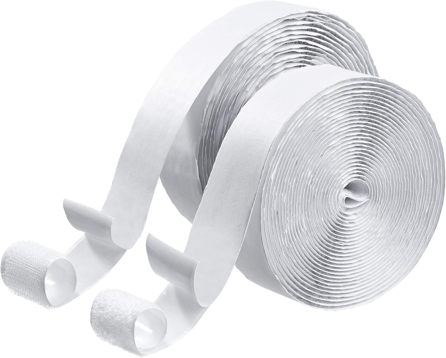 BRAVESHINE Industrial-Strength Self Adhesive Hook and Loop Roll - 1.2 Inch 16.5FT Double Sided Hook and Loop Strips Fasteners Tape for Sewing, Pedal Board, Mounting or Hanging Items - White