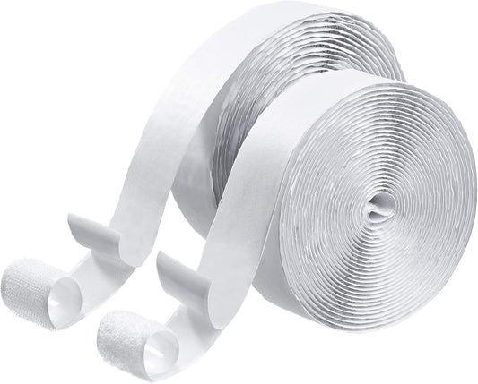 BRAVESHINE Industrial-Strength Self Adhesive Hook and Loop Roll - 1.2 Inch 16.5FT Double Sided Hook and Loop Strips Fasteners Tape for Sewing, Pedal Board, Mounting or Hanging Items - White