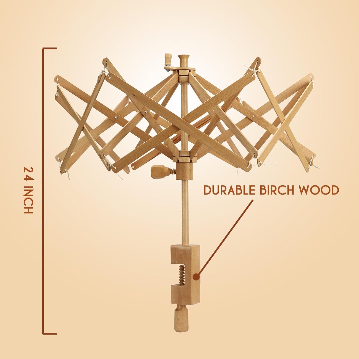 Brainmart Wooden Yarn Swift Umbrella Swift Yarn Winder Knitting Crocheting X-Large Heavy Duty Natural Beach Wood Handmade Swift, Holds up to a 6' Circumference Skein