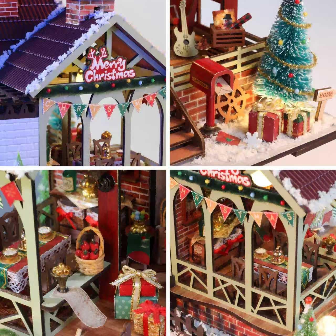 DIY Miniature House Kit, Miniature Kit with Music, Dollhouse Kit for Adults Teen, Mini House Building Kit for Birthday, Christmas Warm Lodge