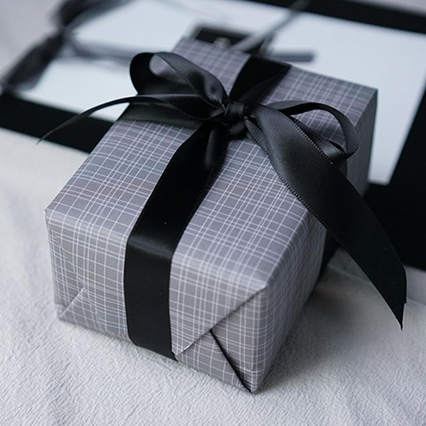 1" x 100 Yards Black Polyester Satin Ribbon Single Faced Bulk Fabric Ribbons for Gift Wrapping, Crafting, Bows Making, Flower Bouquet, Wedding, Home Decor