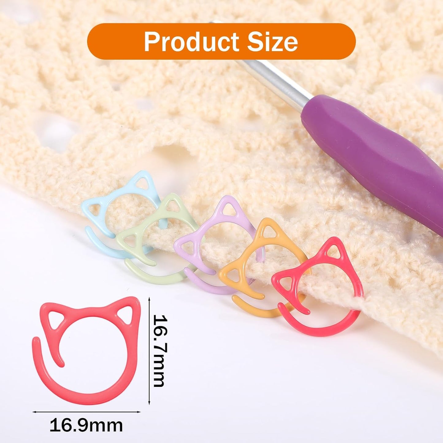 MBAIYO 48pcs Cat Stitch Markers for Crocheting, Cat Metal Crochet Stitch Marker Ring Multicolor Knitting Stitchs Markers Spiral Crochet Stitchs Marker Set for DIY Weaving Knitting Sewing Tools