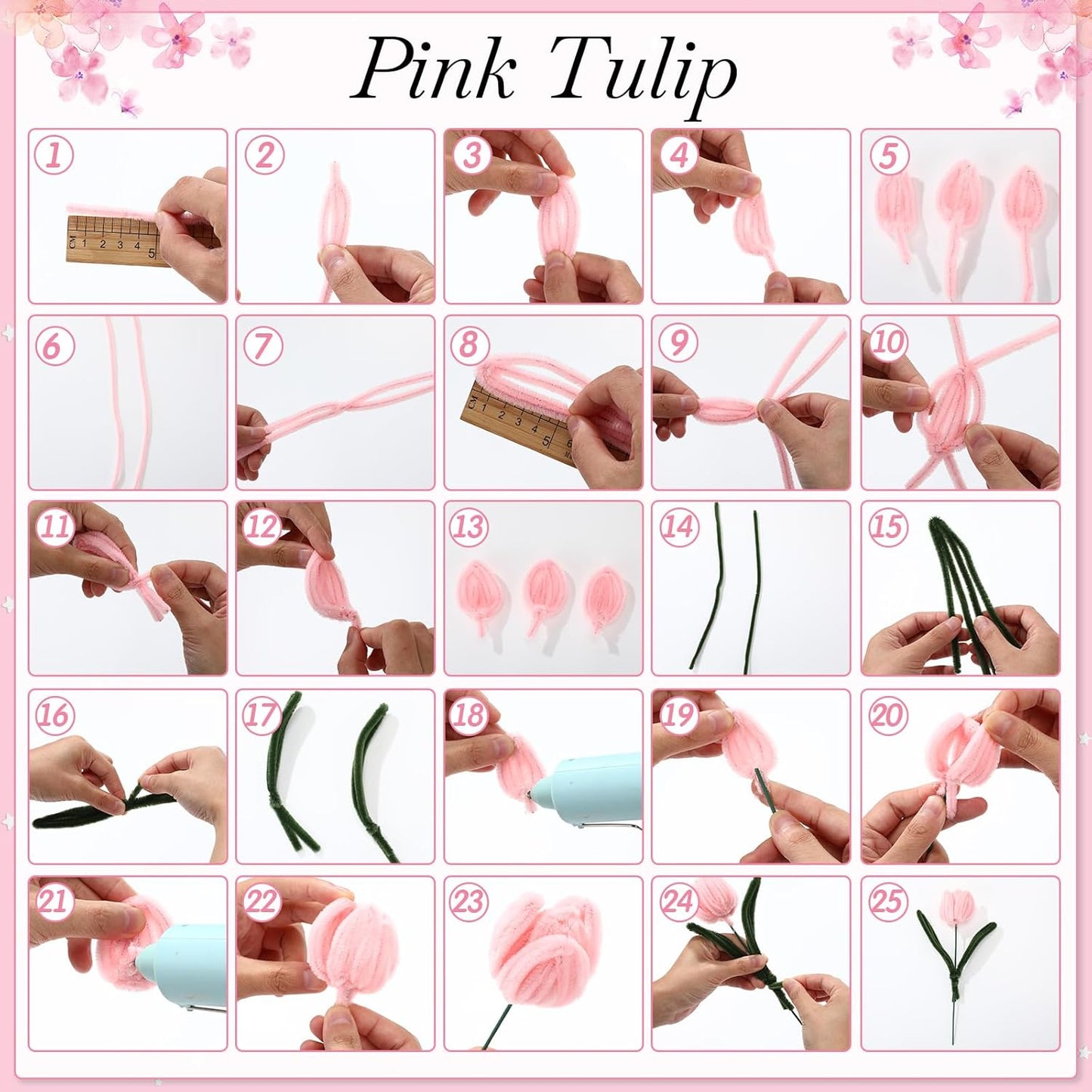 DaisyInner 700 Pcs Halloween Fall Pipe Cleaners Craft Bulk Pastel Chenille Stems Flower DIY Gradient Colored Fluffy for School Classroom Thanksgiving Christmas Party Supplies(Pink,Green)