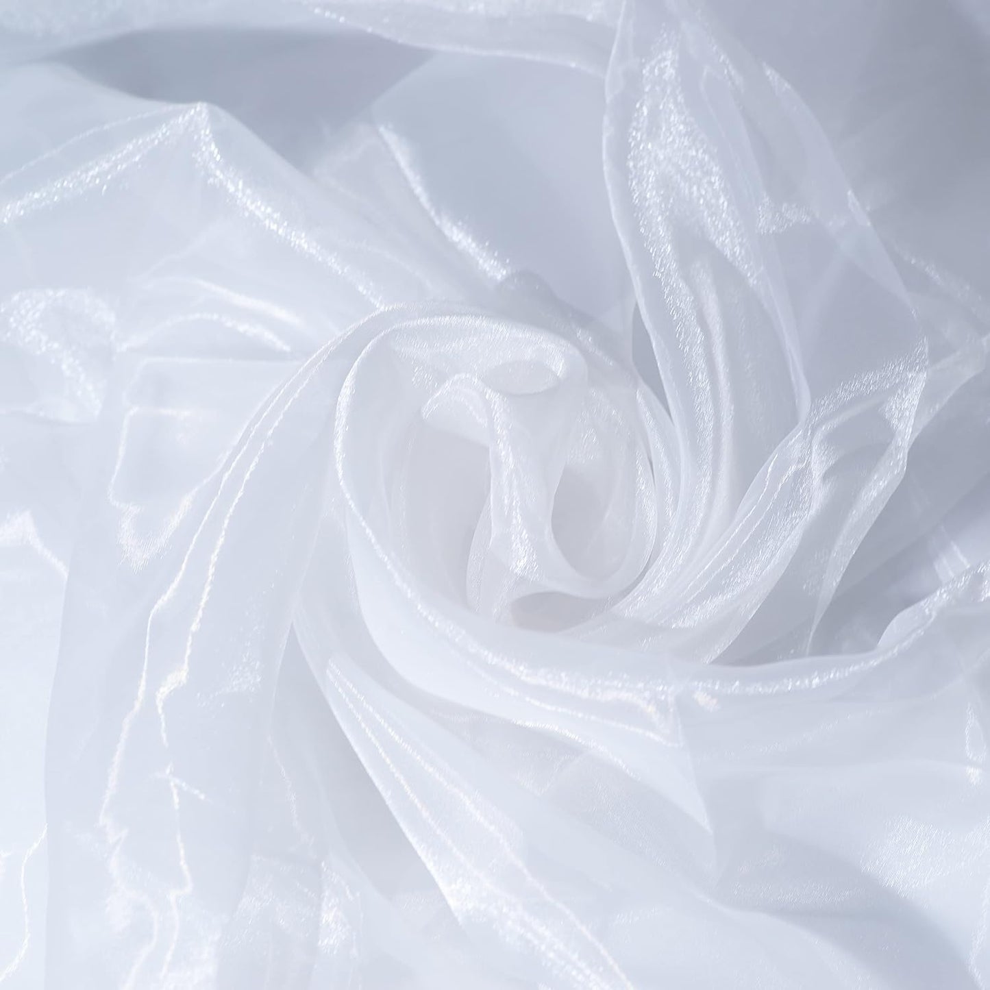 Fynite White Organza Fabric by The Yard | 10 Yard Long | 44" Wide | Bridal Soft Sheer Organza Tulle for DIY Wedding Dress Fashion Craft Decorations