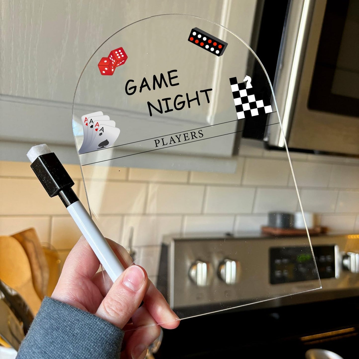 Generic Personalized Game Score Board - Acrylic Engraved Family Game Night Score Tracker,Personalized Gamer Gift, Wedding Gift, Housewarming Gift, Game Night Score Card