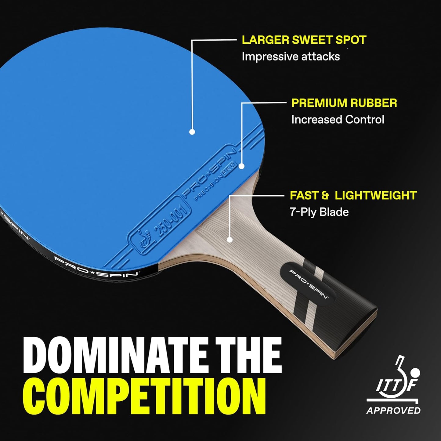 PRO SPIN Ping Pong Paddles - Professional Level Table Tennis Rackets with Carbon Fiber for Superior Control | 7-Ply Blade, Premium Rubber, 2.0mm Sponge | Includes Protector Case