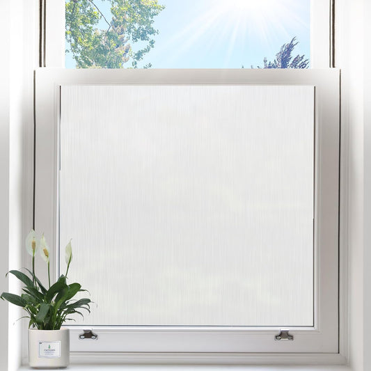 Privacy Window Film Static Cling, Frosted Glass Decorative Window Film with 96% UV Blocking, Non-Adhesive Removable Window Cling for Home Office Bathroom, 35.4 x 157.4 Inches, White