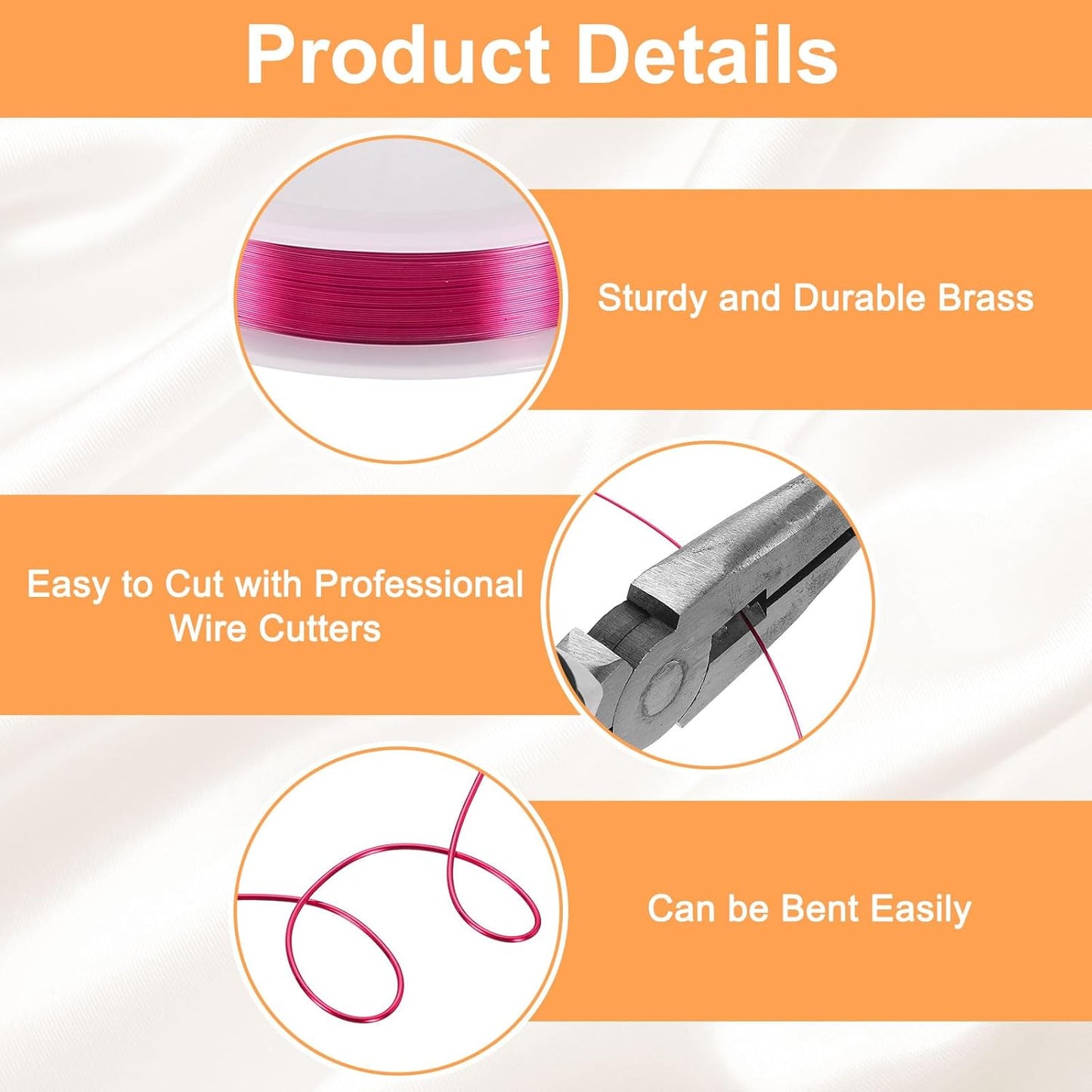 HARFINGTON 82ft Jewelry Wire, 32 Gauge (0.2mm) Brass Craft Soft Metal Tarnish Resistant Copper Beading Wire for Jewelry Making Supplies Crafting, Rose Red