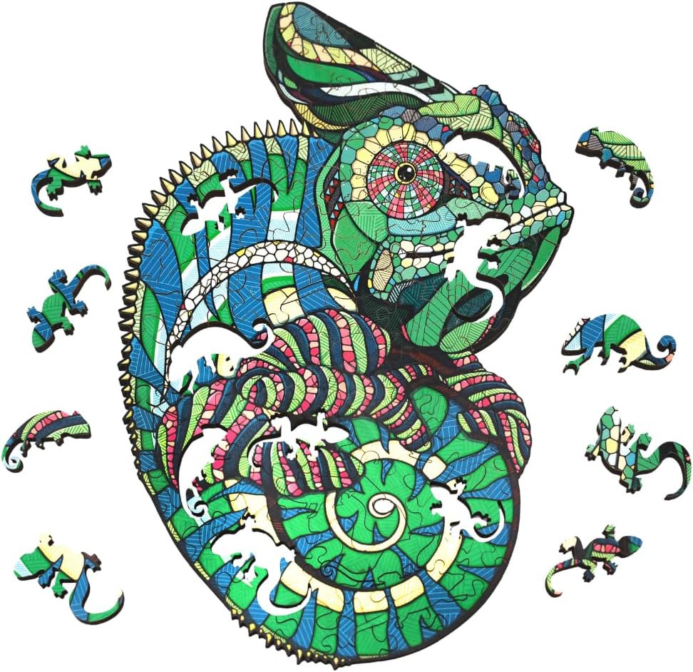 Chameleon S Wooden Puzzle - 100-piece Home decore Masterpiece