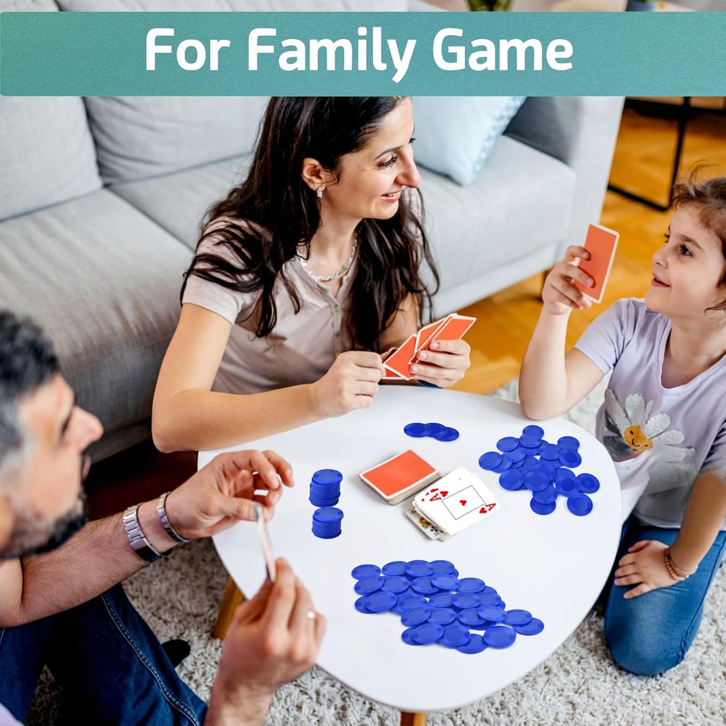 Coopay 500 Pieces Plastic Poker Chips, 1 Inch Bingo Chips Bulk Learning Counters Disks Poker Card Game, Counting Markers for Math Practice, Game Tokens and Teaching Rewards, 25 mm (Blue)