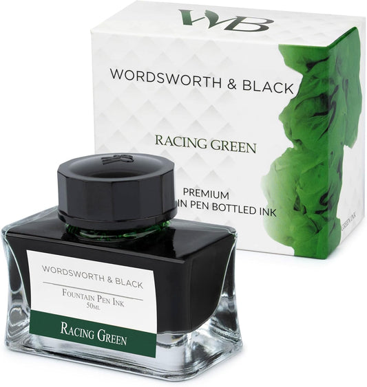 Wordsworth and Black Fountain Pen Ink Bottle (50 ml) Premium Luxury Edition, [Racing Green] Fountain Pens Bottled Ink; Classic Designed Bottle Smooth Flow 50 ml