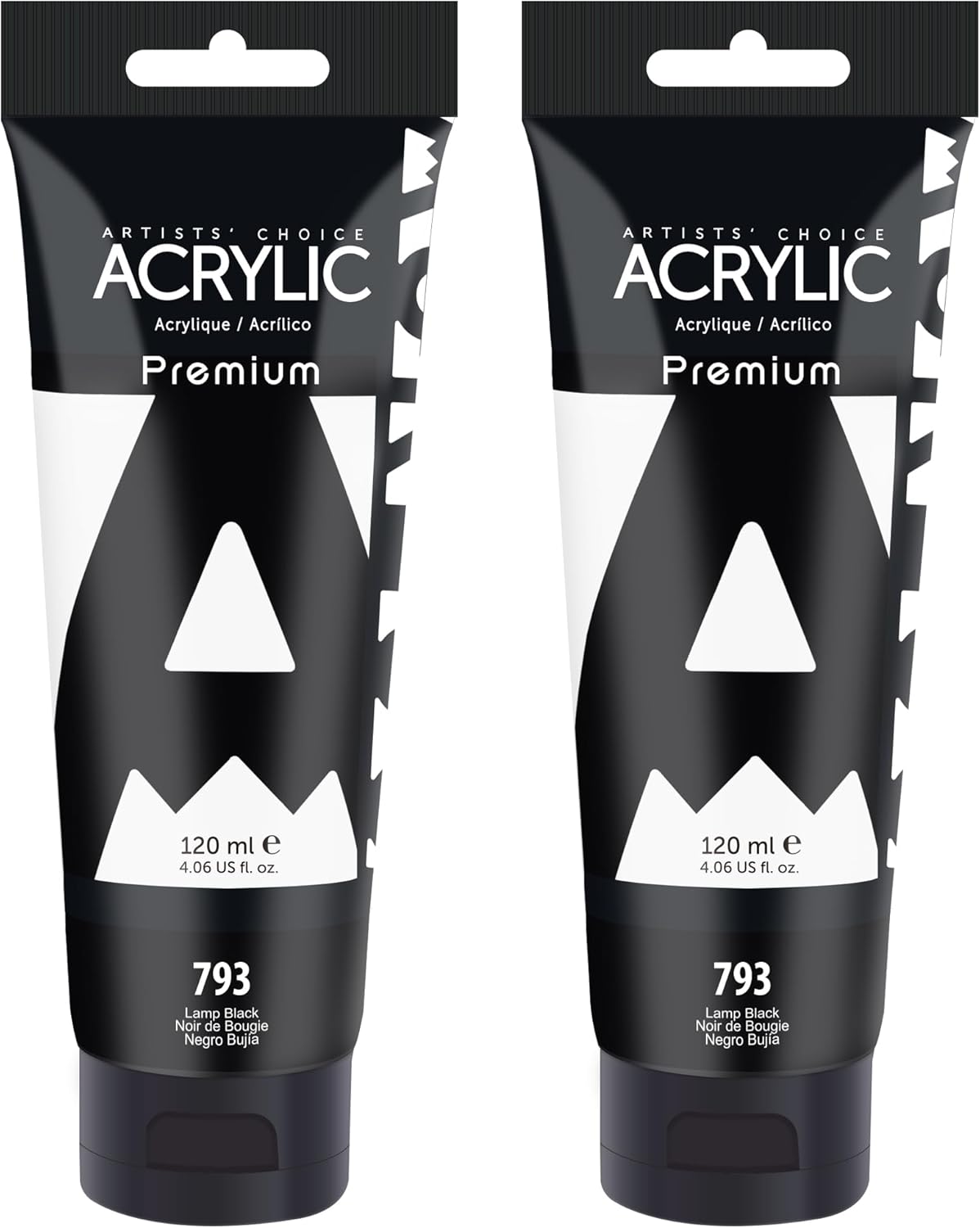 AUREUO Black Acrylic Paint Set, 4 Fl Oz / 120ml 2 Lamp Black Tubes, Rich Pigment Art Craft Paints for Canvas, Rocks, Wood, Ceramic, Fabric - Art Supplies for Beginners, Professionals, Artists