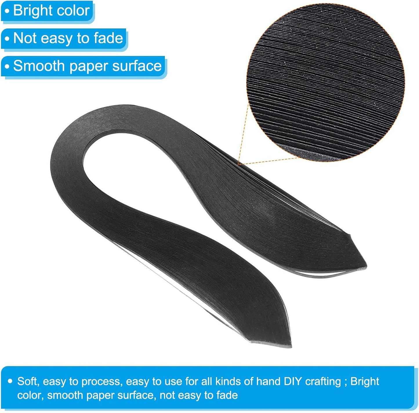 PATIKIL 600pcs Quilling Strips Paper 1/8"(3mm) 39cm Origami Paper Quilling Strip for Art DIY Hand Craft Christmas, Black