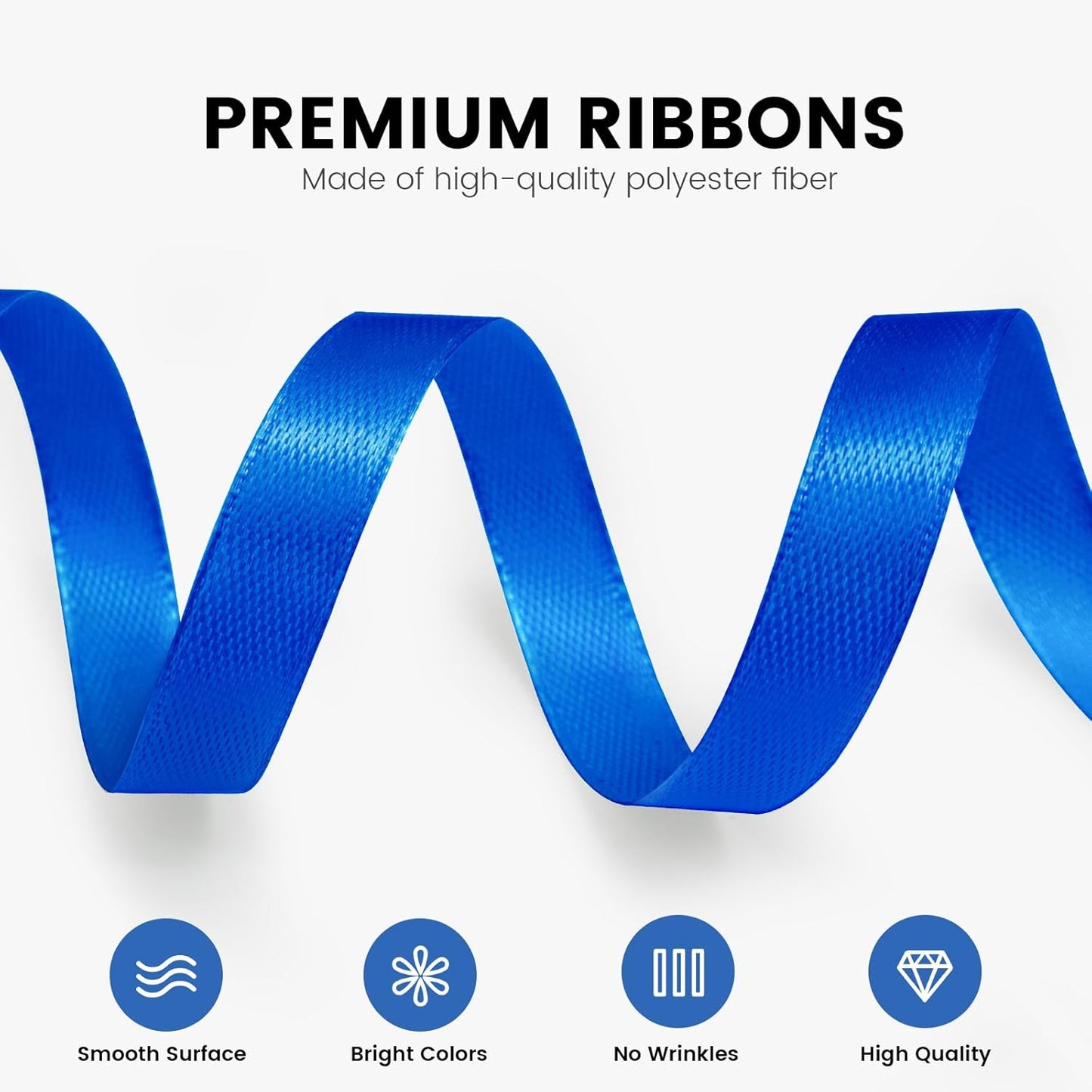 3/8" x 100 Yards Satin Ribbon - Royal Blue Silk Ribbon with Spool - Ideal for Gift Wrapping, Floral Bouquets, Crafts, Wedding Party Decorations, Christmas and Sewing Projects