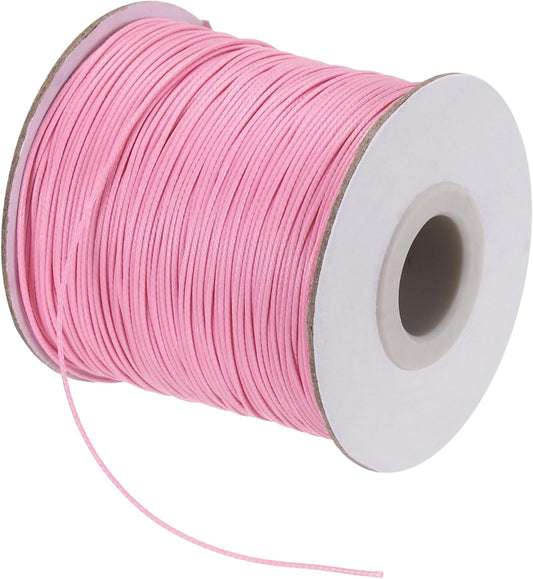 MECCANIXITY Waxed Cord 0.5mm Waxed Polyester Cord 175 Yard Wax String for Bracelet Making, Necklaces, Beading, Jewelry Making and DIY Crafts(Dark Pink)