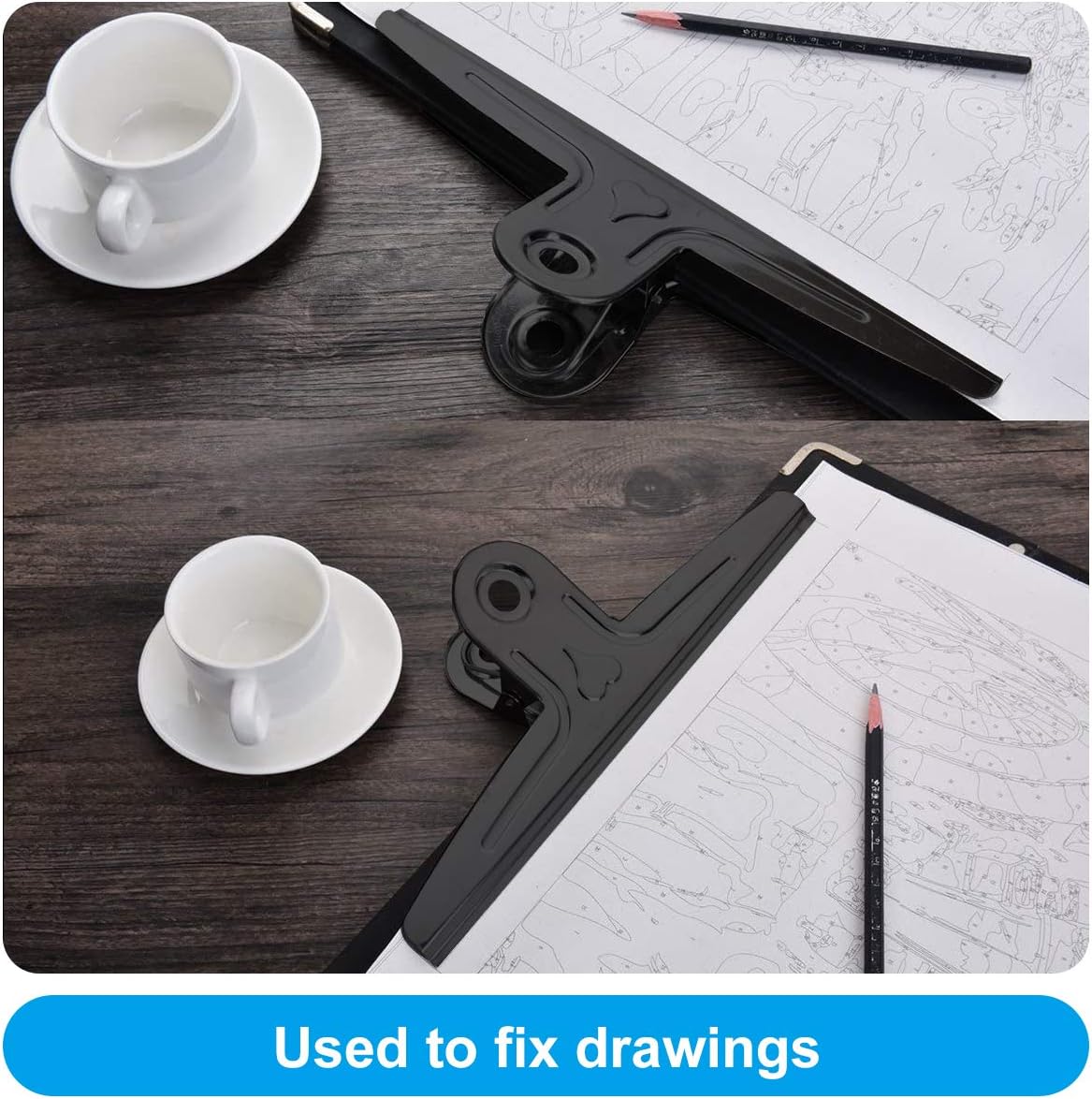 Coideal Extra Large Bulldog Clips Black, 2 Pcs Heavy-Duty Jumbo Bull Clips 30cm XXL Stainless Steel Paper Clip Clamps (11 4/5 Inch)