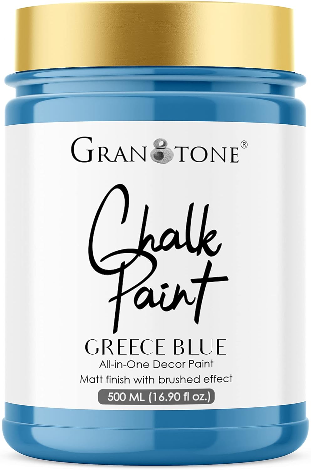GRANOTONE Chalk Paint for Furniture, Matt-Finish Water-Based Acrylic Paint for Wood, Walls, Metal, Glass, Paper, Fabric Canvas, Maximum Coverage Chalk Paint for Kids & Adults, 500 Ml (GREECE BLUE)