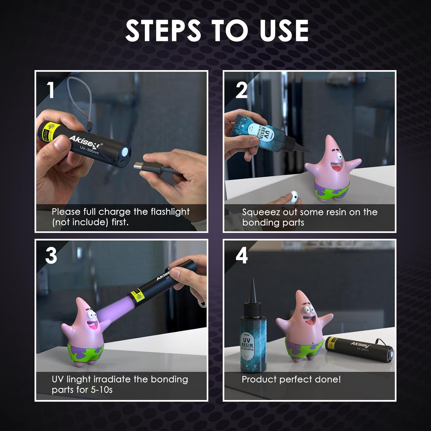 100g UV Resin for Bonding, Akisey UV Glue for Repairing Glass, Plastic, Resin Decoration, Fast Curing in Seconds Under UV Light (Not Included)