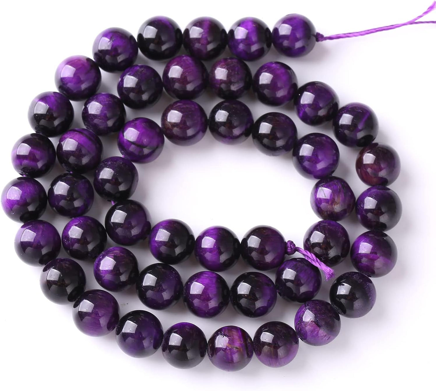 4mm 90pcs A+ Natural Purple Tiger Eye Stone Beads Round Spacer Loose Beads for Jewelry Making DIY Bracelet Necklace 15" Inch (Purple Tiger Eye Stone, 4mm)