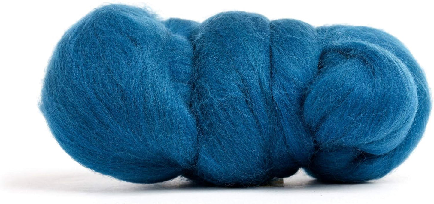 Desert Breeze Distributing 100% Natural Merino Wool Roving - Premium Combed Top Merino Roving Wool - Tapestry, Spinning, Wet Felting & Needle Felting Supplies - 21.5 Micron - 1 oz, Color Teal Blue