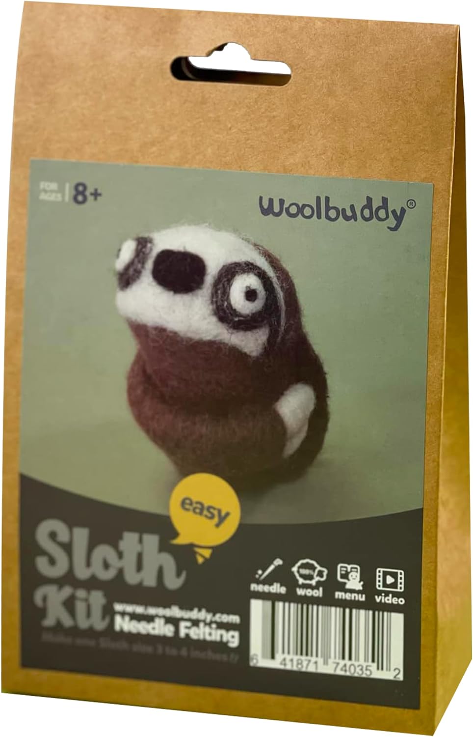 Woolbuddy Needle Felting Kit for Beginners & Adults – DIY Sloth Animal Craft Kit – Complete Starter Set with Wool, Needles & Step-by-Step Instructions