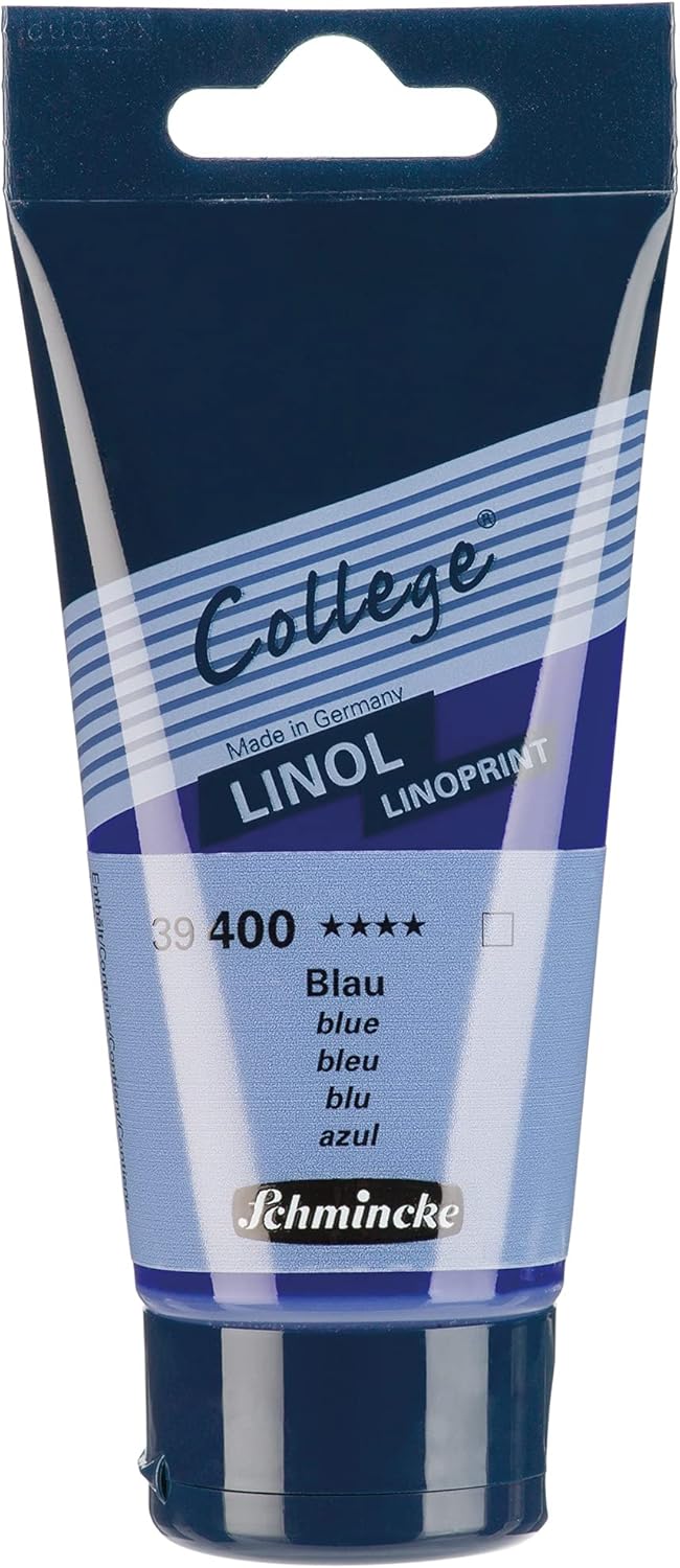 Schmincke - College Linol, Artists' lino Printing Inks, Blue in 75 ml Tube, 39400013, Low-Odour Water-Based lino Printing Ink, lightfast, Even Print