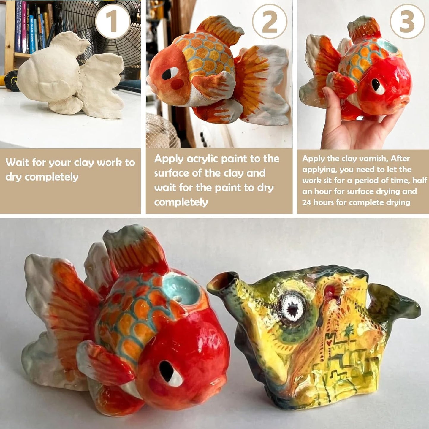 Air Dry Clay Glaze 100ml, Matte Varnish for Air Drying Clay - Clear Matte Finish for Pottery/Sculptures/DIY Craft - Waterproof Acrylic Coating