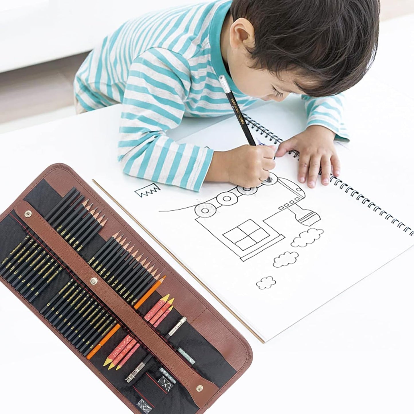 Sketching Pencil Set, Drawing Pen Charcoal Sketch Included Graphite Pencils, Charcoal Pencils, Paper Erasable Pen, 30pcs Total for Beginners Artist (First Sketch Pencil)