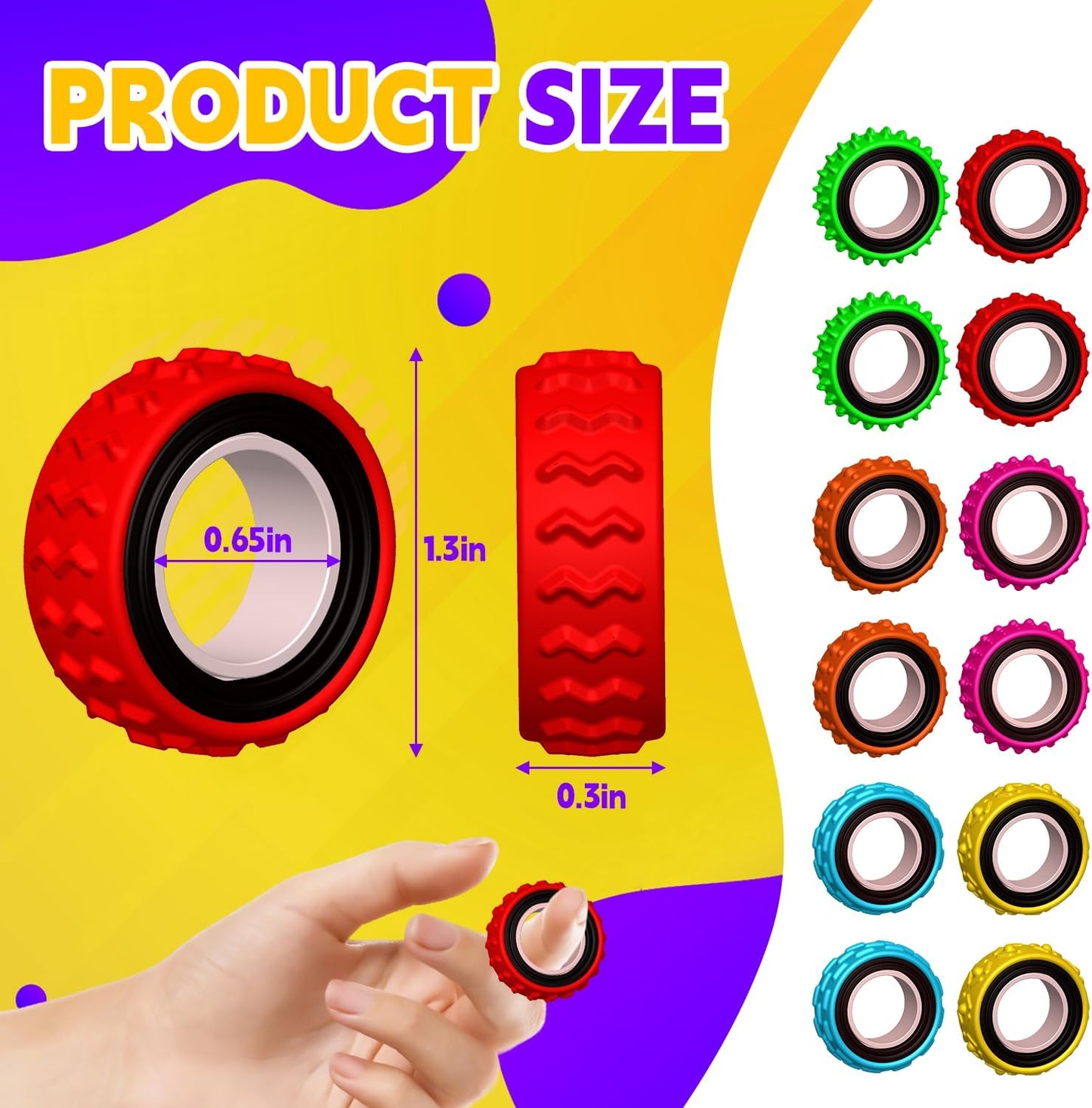 Fidget Toys Sensory Ring for Kids, Finger Spinner Rings Quiet Finger Spinne Fun Fidgets for Student Classroom Prize Stocking Stuffers (24PCS)