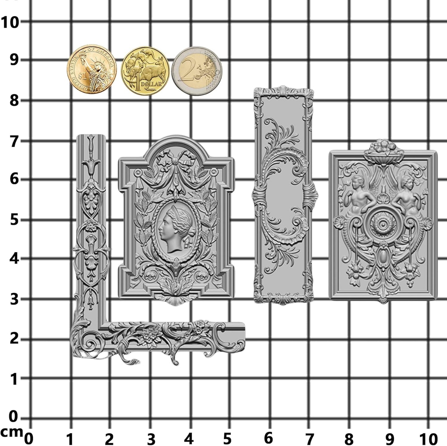 Art Mold for Polyclay Air Dry Clay Plaster, Frame and Plaque