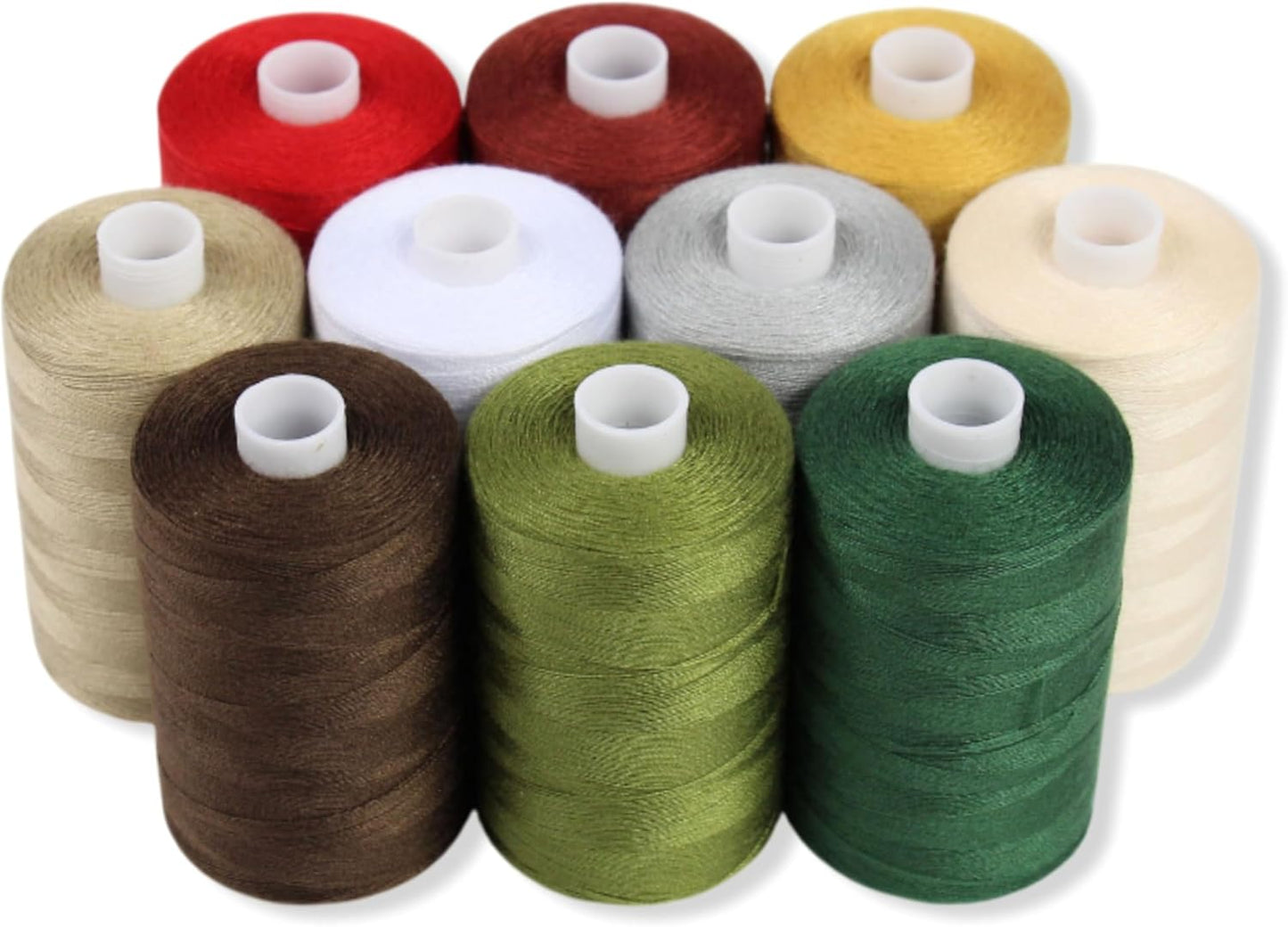 BlesSew Sewing Threads - 10 Large Spools of Polyester Thread for Hand, Quilting & Sewing Machine - Christmas and Festive Shades Colors - 1000 Yards Per Spool