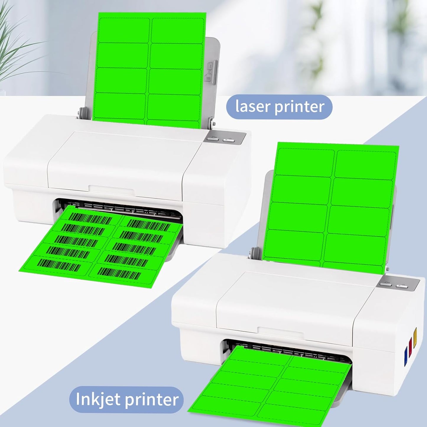 STARLIBOO Shipping Labels Stickers, 2"×4" Printable Fluorescent Mailing Labels for Laser/Inkjet Printing- Matte, Permanent Adhesive Sticker (Fluorescent Green)