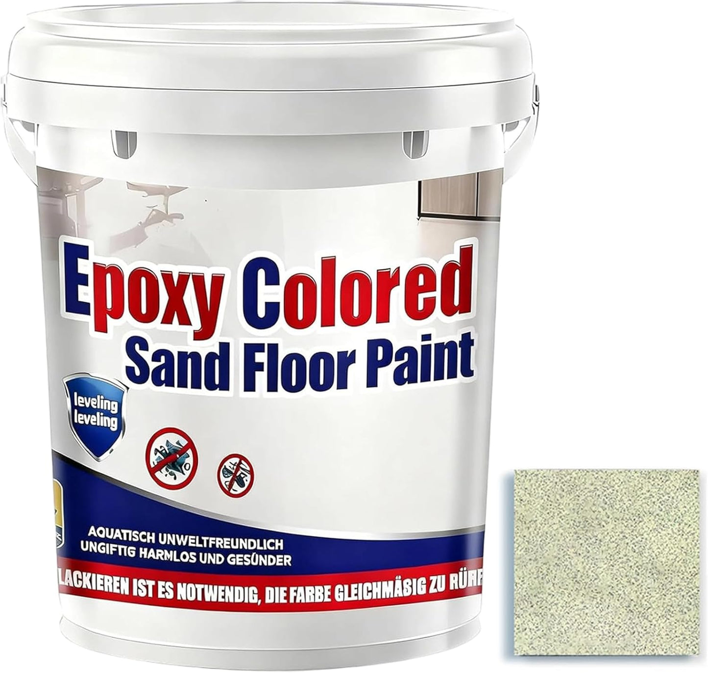 Epoxy Colored Sand Floor Paint, Epoxy Floor Paint for Concrete, High Gloss Marble Effect Coating, Waterproof Non-Slip Concrete Paints, Suitable for Indoor/Outdoor Use (Millet Yellow,320 oz/10 kg)