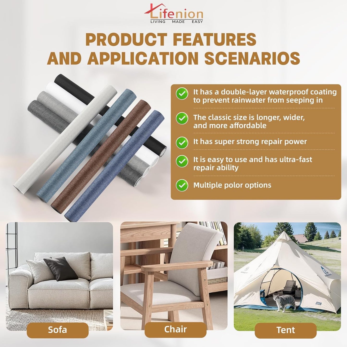 Fabric Repair Patches, 17X158 inch Linen Self-Adhesive Fabric Repair Tape, Strong Sticky Linen Patch for Sofas, Tote Bags, Clothing, Car Seats, Furniture（Dark Blue, 17X158 inch）