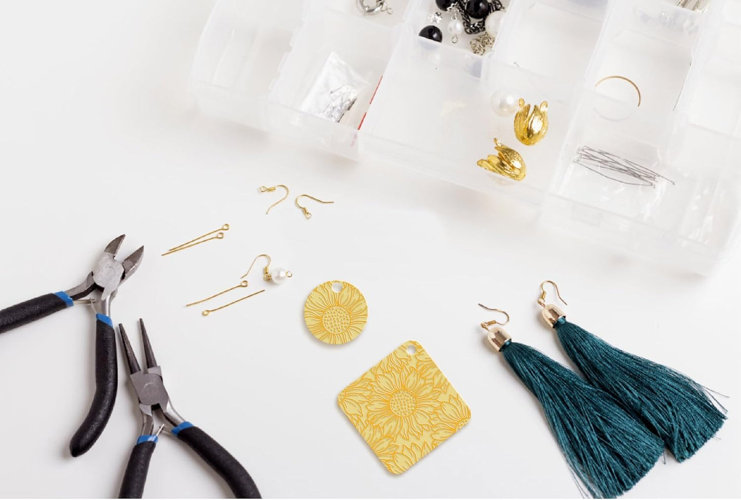 Arbuya Polymer Clay Sunflower Texture Sheets for Earring Jewelry Making, Clay Floral Texture Mat for Polymer Clay Projects Polymer Clay Stamps Earrings Tools