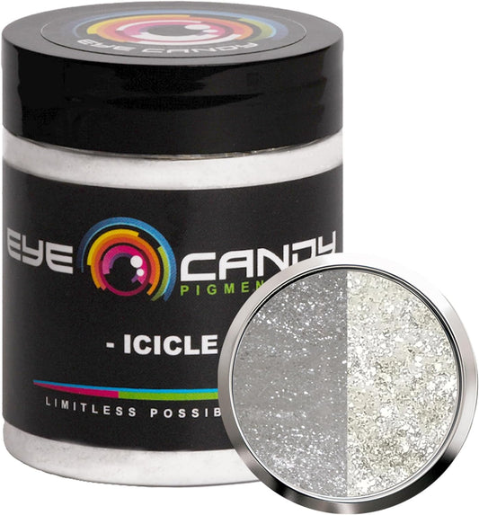 Eye Candy Pigments Premium White Mica Powder - Icicle (25gr) - for Epoxy, Resin, Soap, Paint, Woodworking, Acrylic Pouring, Bath Bombs, Fishing Lures - DIY Arts and Crafts Additive