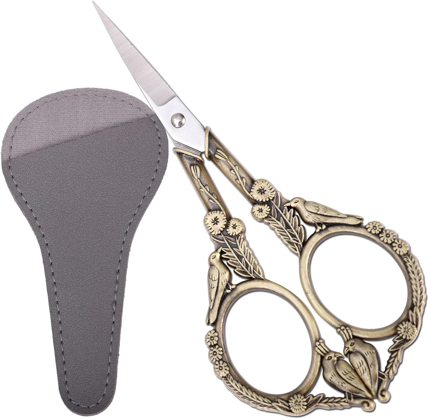 Precision Embroidery Scissors – 4.6in Vintage Classic Straight Pointed Shears, Sharp Stainless Steel Small Detail Thread Snips for Needle Craft, Sewing, Decoupage, Yarn, Fabric – with Pouch