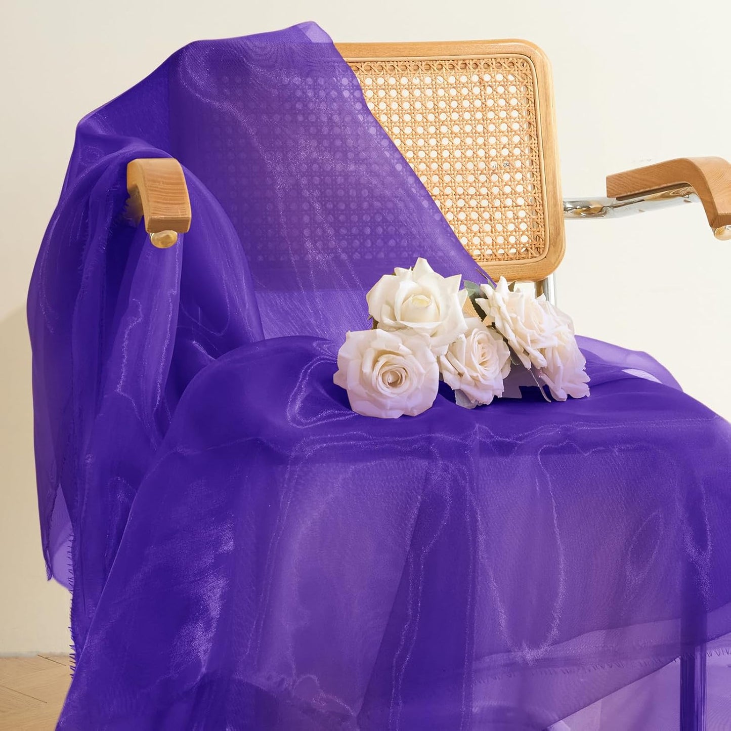 P Pothuiny Sheer Organza Fabric by The Yard, 1 Yard x 60 Inch Wide Bridal Purple Organza Tulle Fabric Roll Shiny Gauze Fashion Dress Sewing Craft for Wedding Party Decorations Backdrop