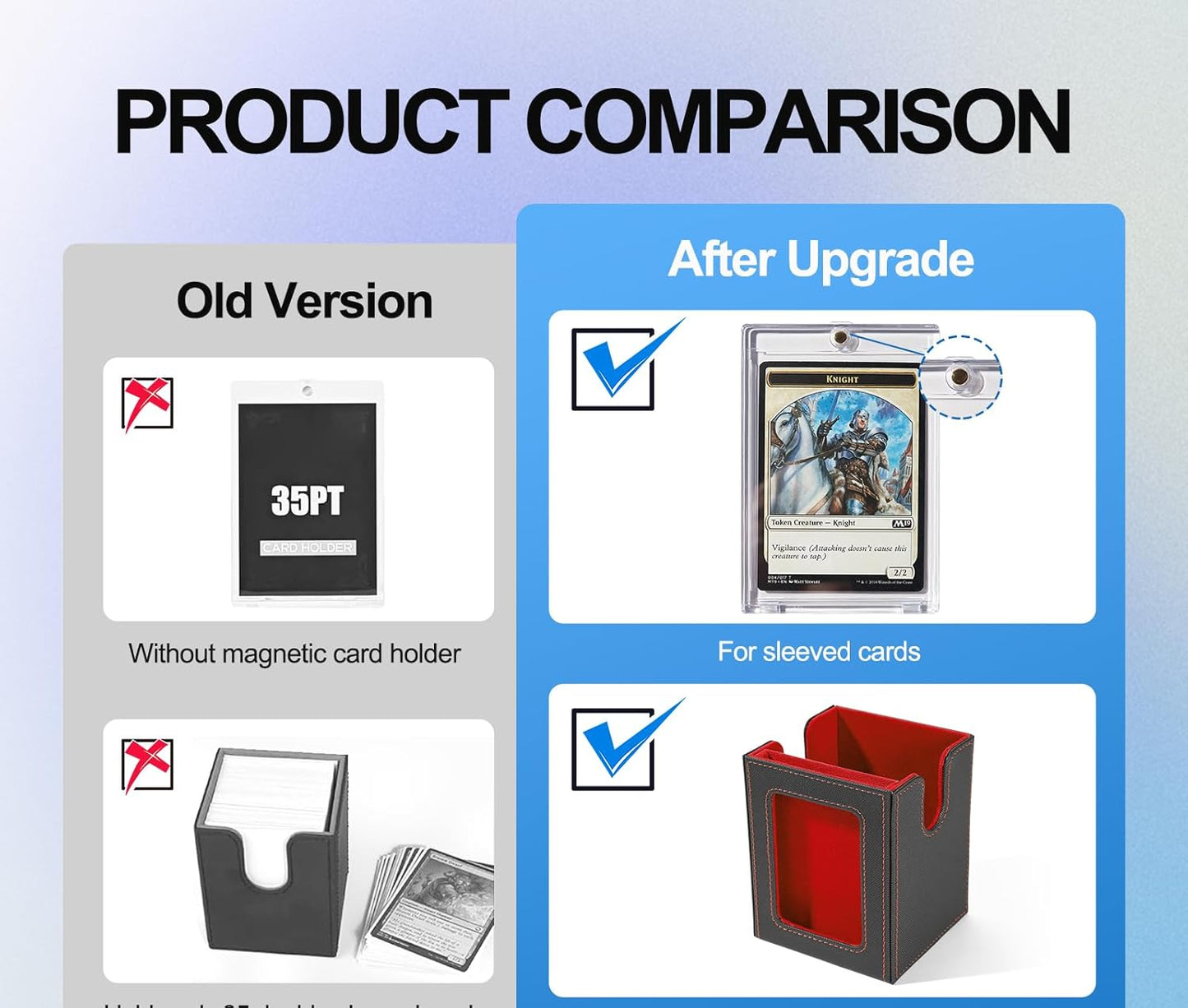 Card Deck Box for MTG with Commander Display, 5 in 1 Card Deck Case Holds 800+ Unsleeved Cards, Strong Magnet Organizer Compatible with Yugioh TCG Sports Cards (Black&Red)