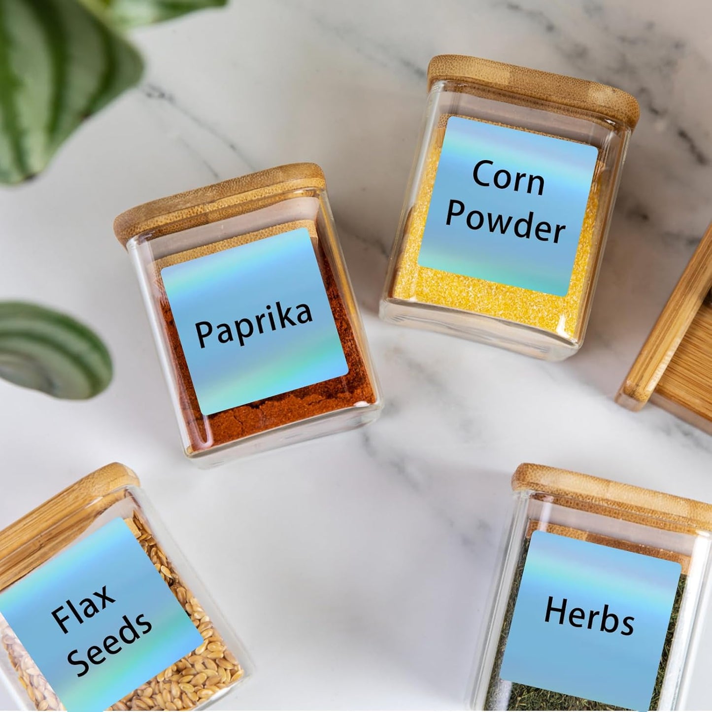 2" x 2" Square Thermal Labels Stickers, Holographic Thermal Stickers Labels, Waterproof Glitter Direct Thermals Label for Small Business, DIY Design- Holographic Blue